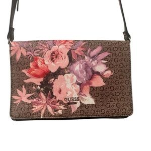 Guess Pink and Purple Floral Crossbody Bag